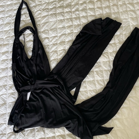 Trina Turk Strappy Waist Tie Black Jumpsuit - Picture 4 of 5